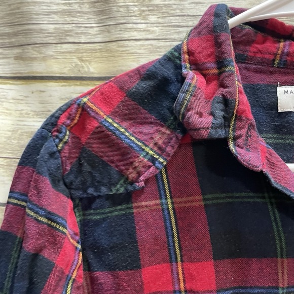 Matchstick Red Green Blue Checkered Flannel Women's Medium Thick Long Sleeve - Picture 4 of 5